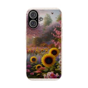 Eco-Friendly Floral Phone Case, Biodegradable Case, Nature Lover Gift, Sunflower Design, Sustainable Phone Cover, Eco Chic Accessories